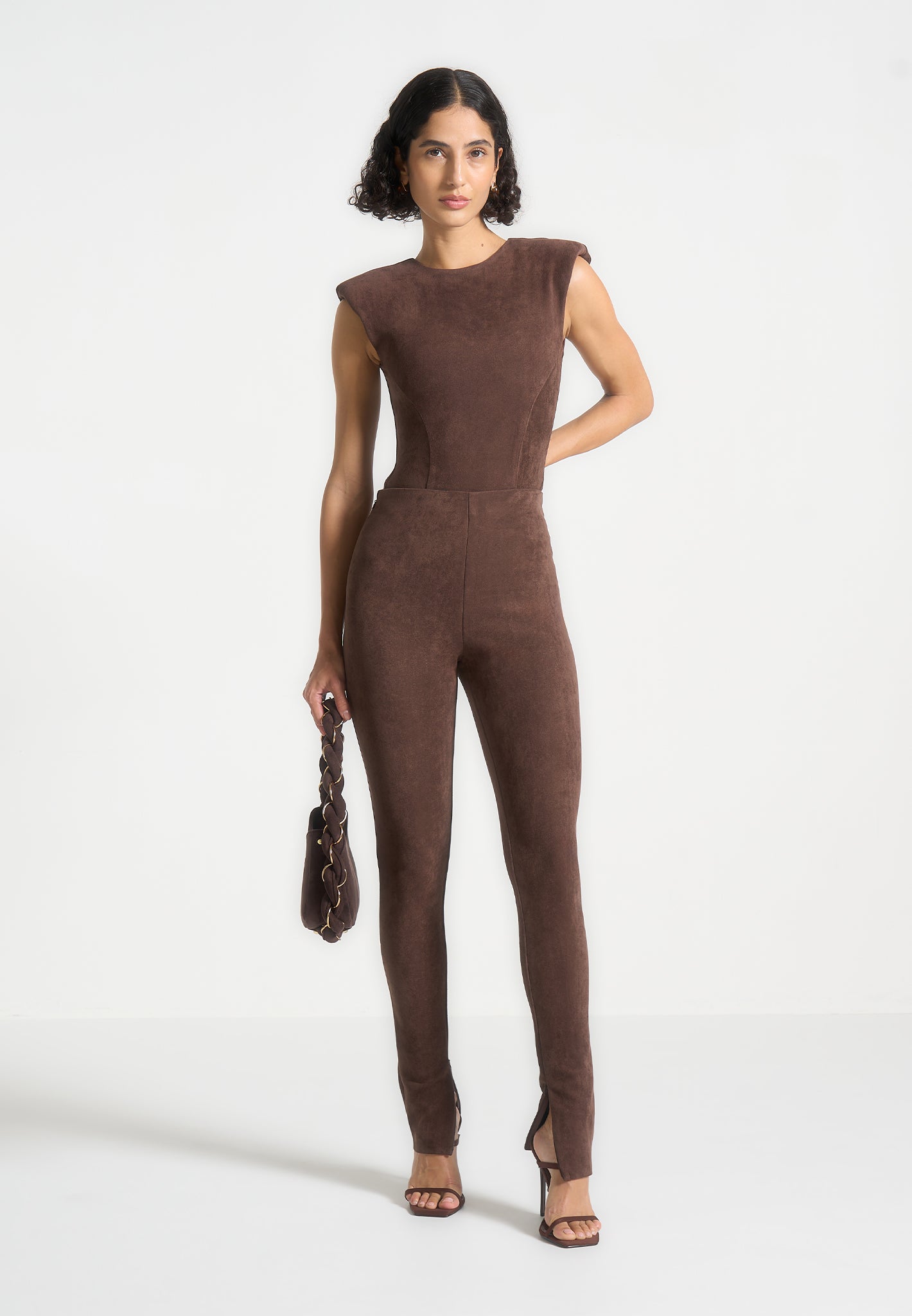 Suede Leggings - Brown