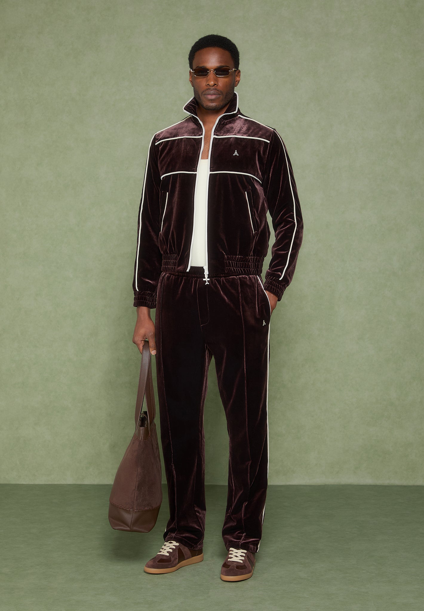 Eiffel Velour Track Pants - Brown