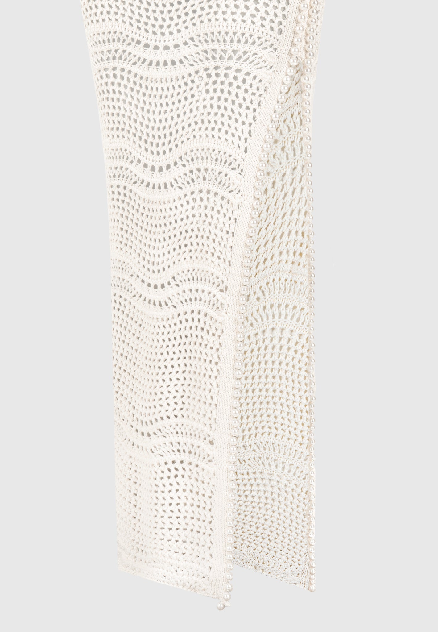 Pearl Applique Crochet Maxi Skirt - Cream