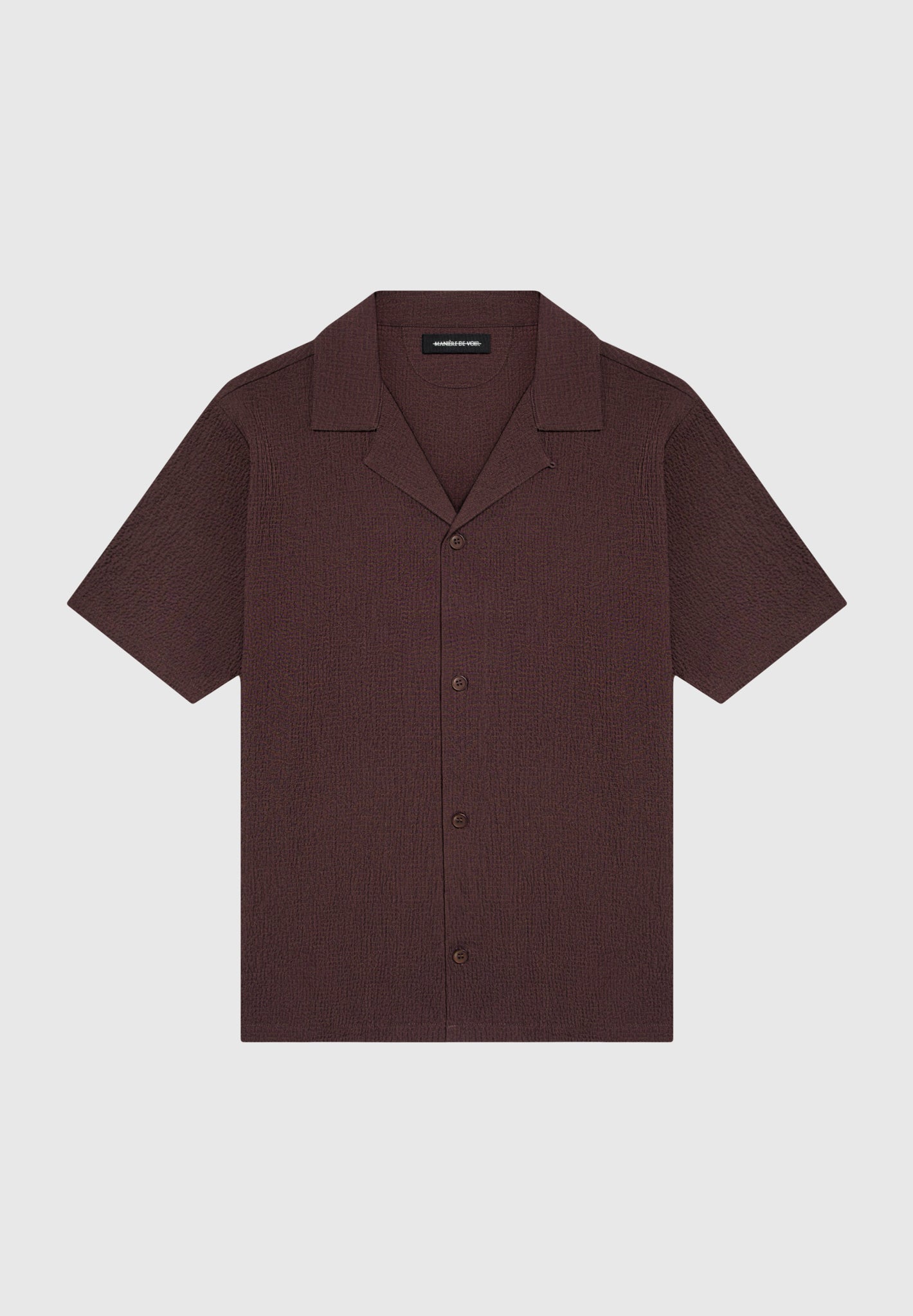 Seersucker Revere Shirt - Brown
