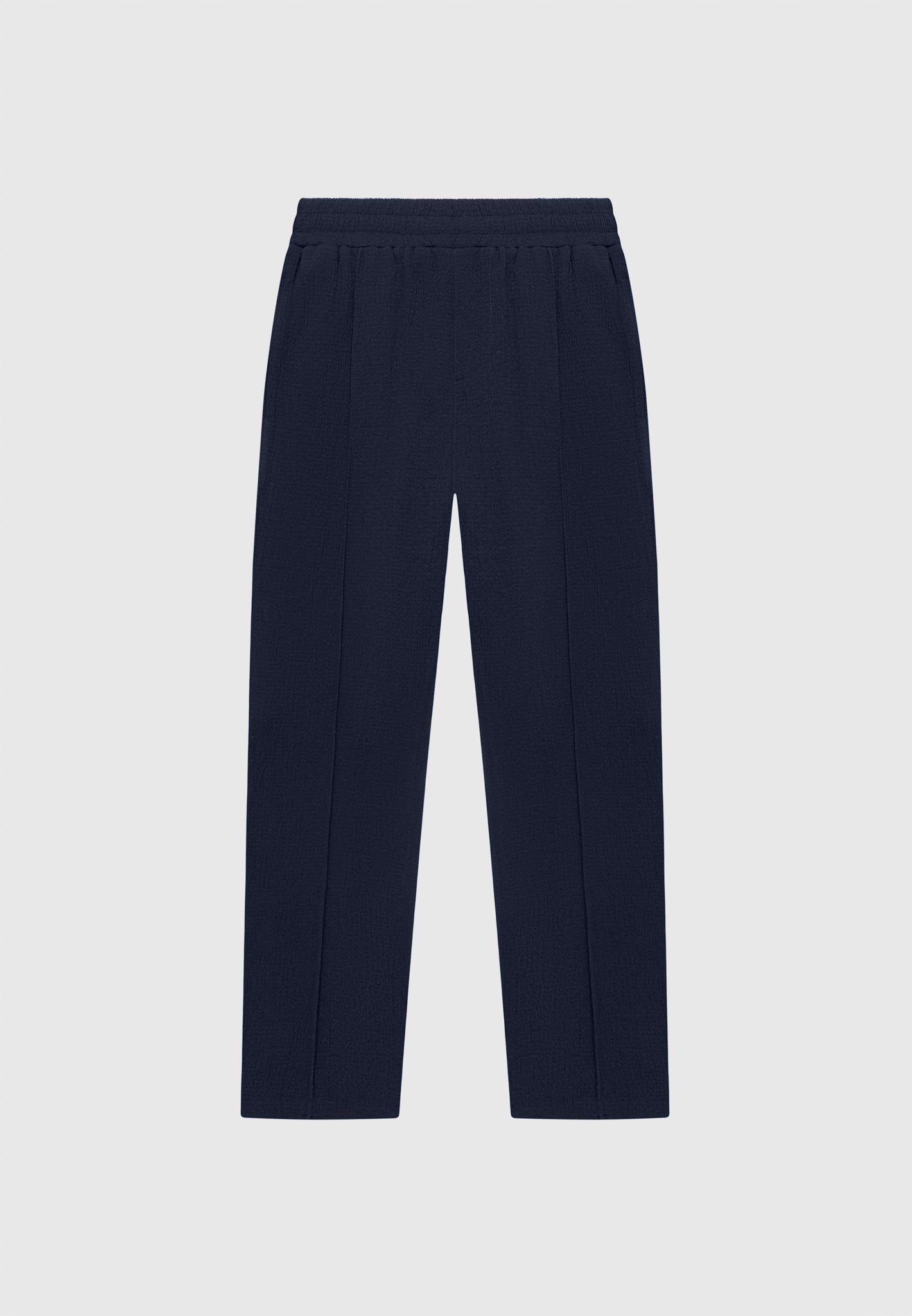Seersucker Tapered Trousers - Navy