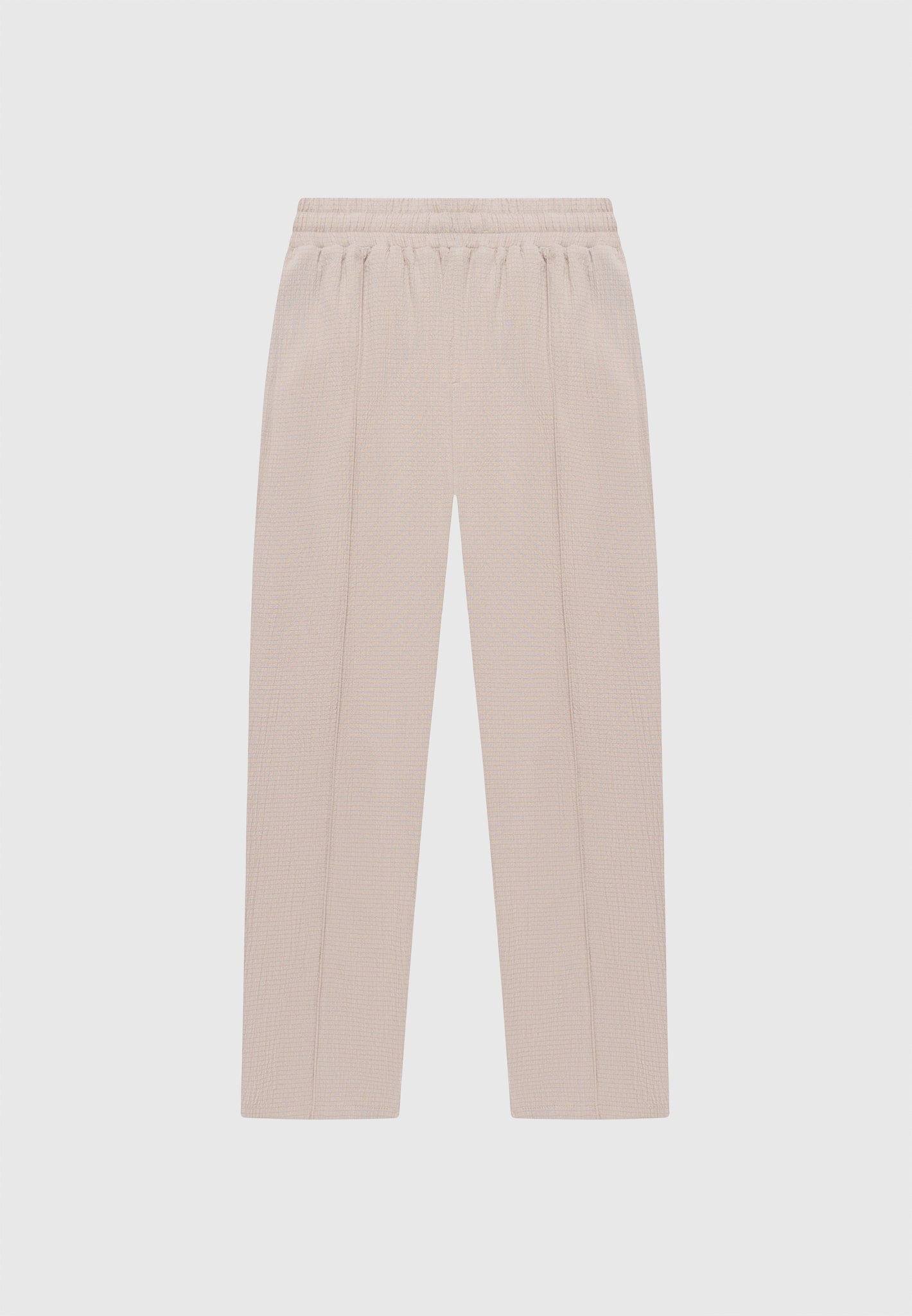 Seersucker Tapered Trousers - Taupe