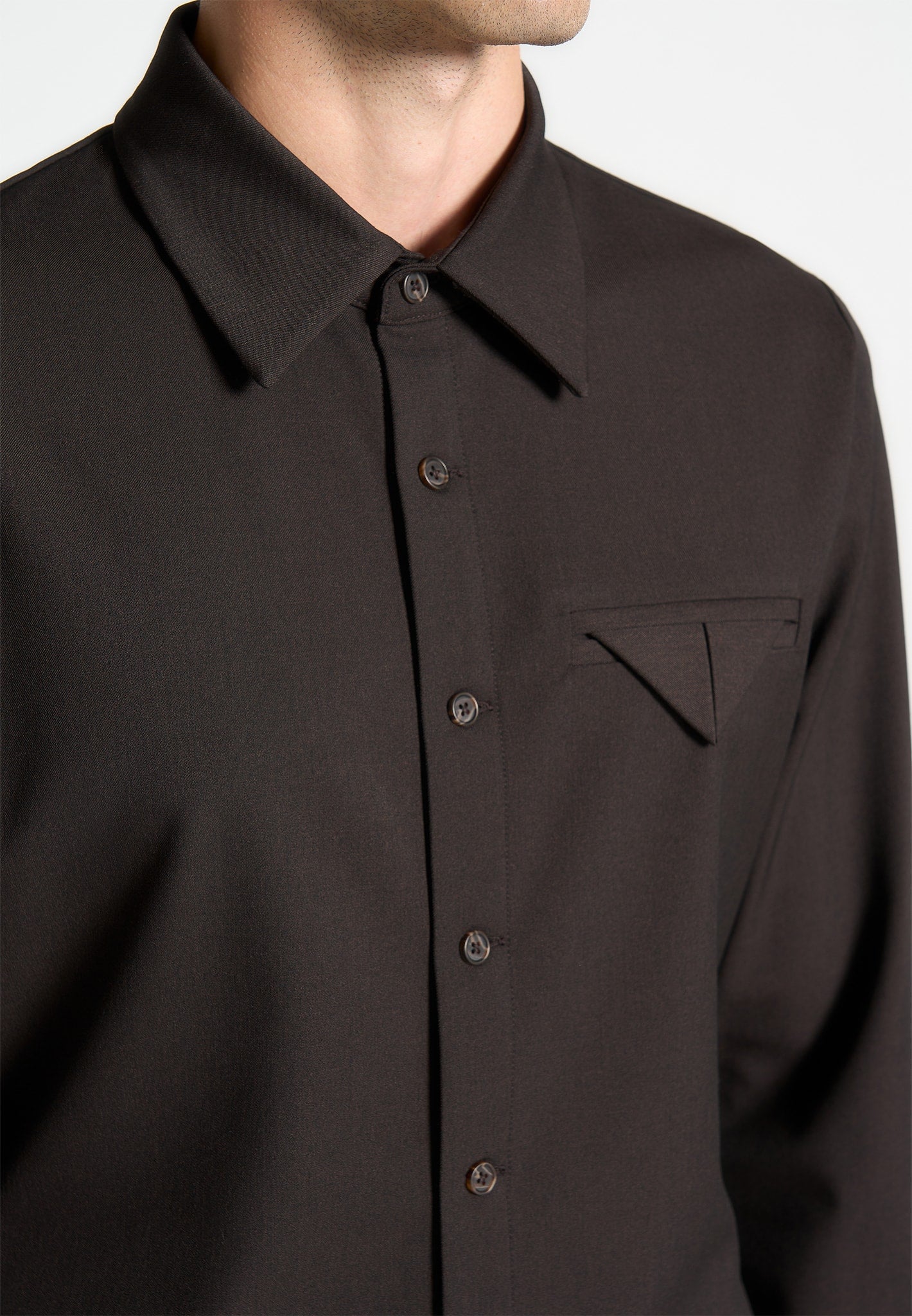 Slim Fit Tailored Stretch Shirt - Brown