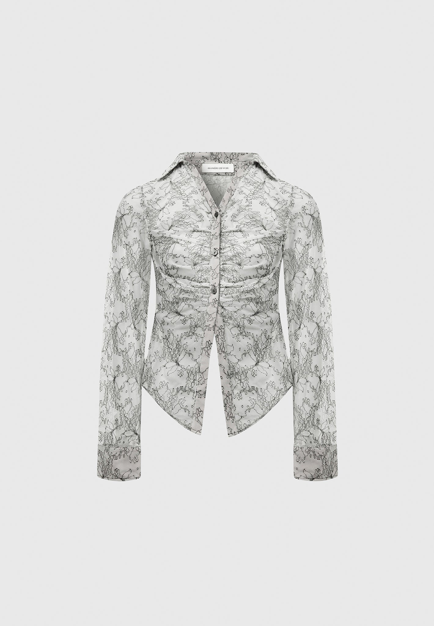 Lace Mesh Contour Shirt - Off White