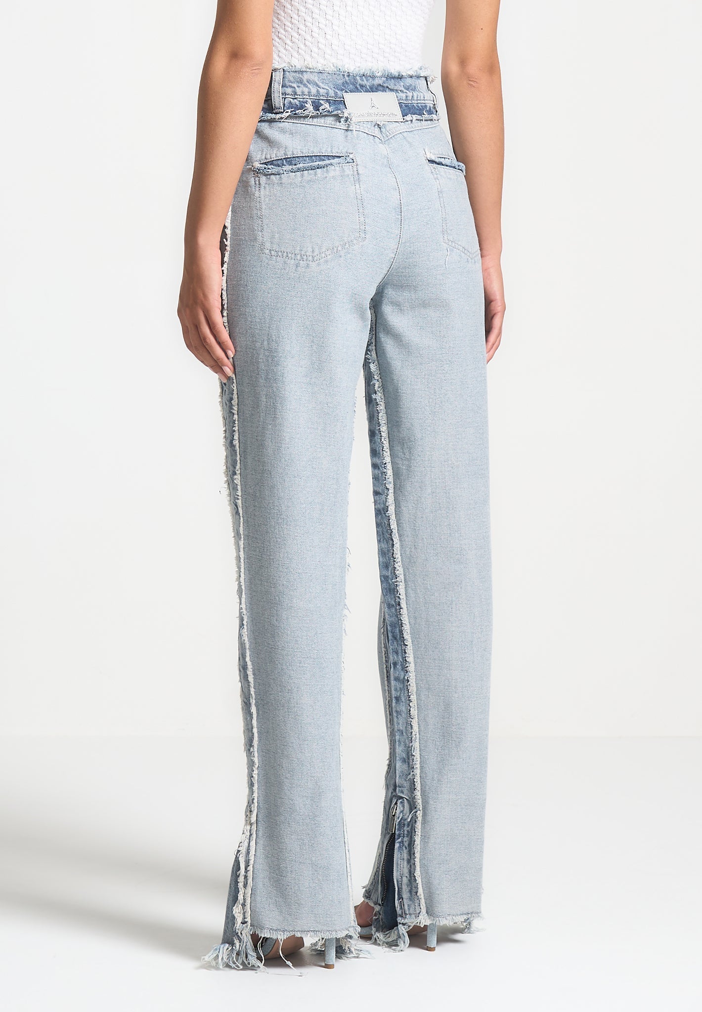 Distressed Mom Jeans - Mid Blue