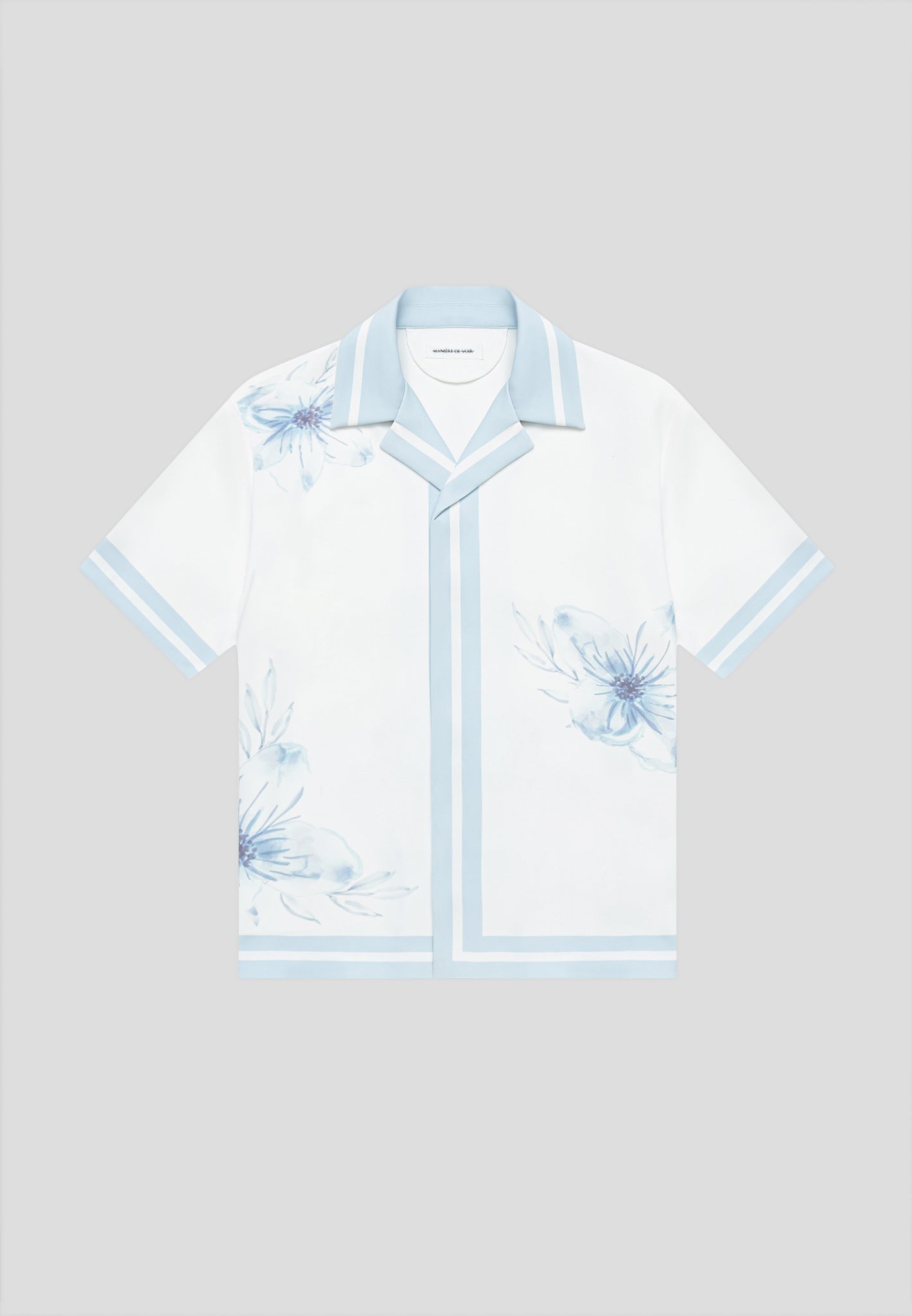 Floral Border Resort Shirt - Blue