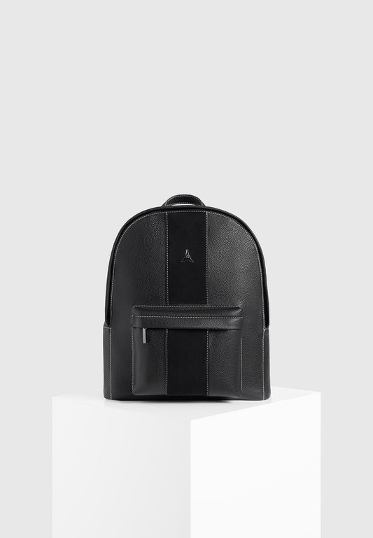 Lyon Suede Panel Backpack - Black