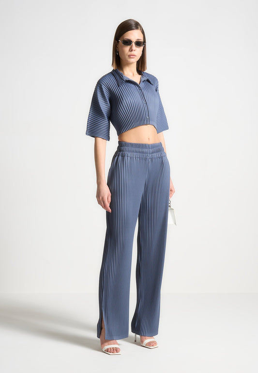 Pleated Trousers - Steel Blue