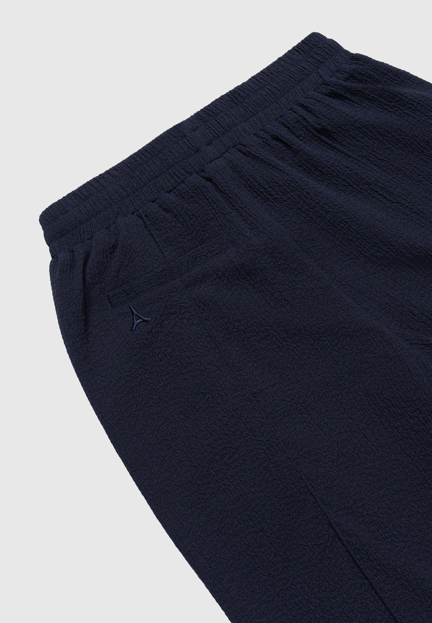 Seersucker Tapered Trousers - Navy