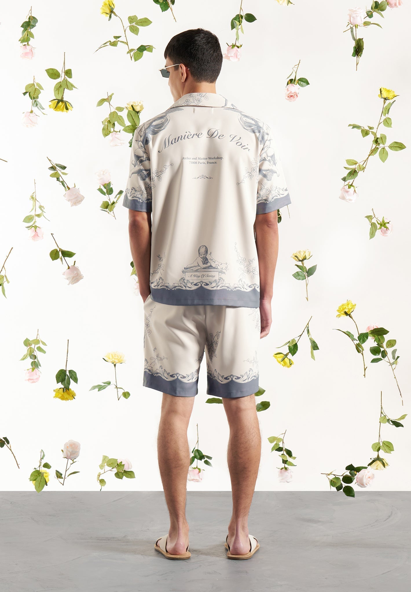 Signature Baroque Resort Shirt - Cream/Grey