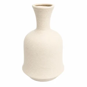 Large Matte Finish Beige Textured Vase